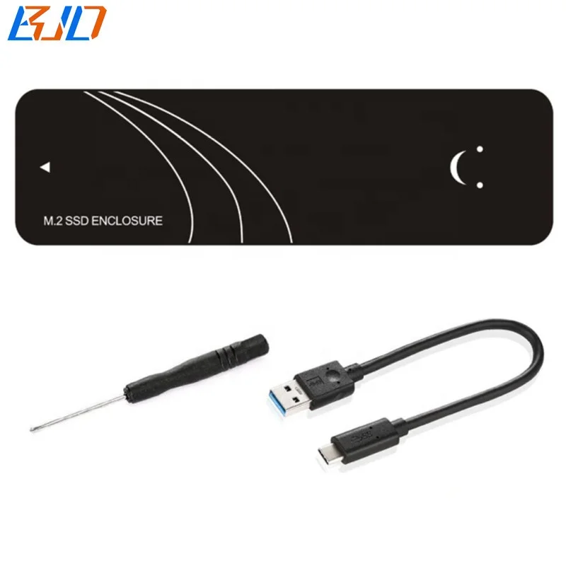 

M.2 NGFF Key M / B+M SSD Enclosure Case + USB Type-A to Type-C Data Cable 20CM for M2 SATA / NVME SSD In Stock, Black