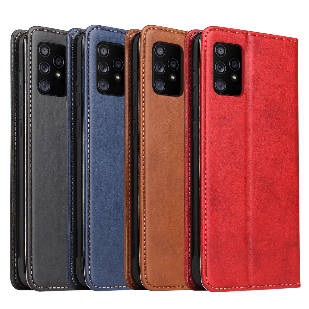 

hot selling item Durable Case for Samsung A52 5G A32 5G A72 5G case Magnetic Phone Accessories Stand Wallet Leather Cover case, Black,brown,red,blue