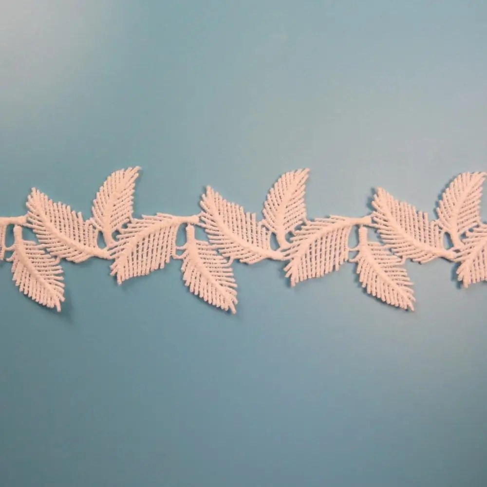 

leaf flower lace, flower lace with leaf shape, floral lace trim with tassel, White/dtm