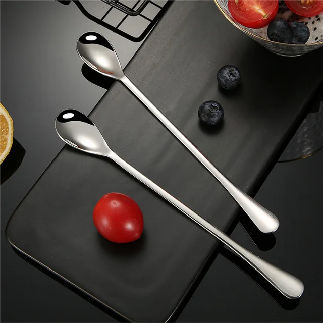 

Long Handle Stirring Small Spoon 304 Stainless Steel Ice Spoon Creative Cocktail 19.5cm Bar Spoon Kitchen Accessories, As show