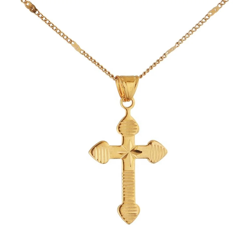 

24k Gold Plated Cross Jewelry Antique Cross Crucifix Jesus Cross Pendant Necklace