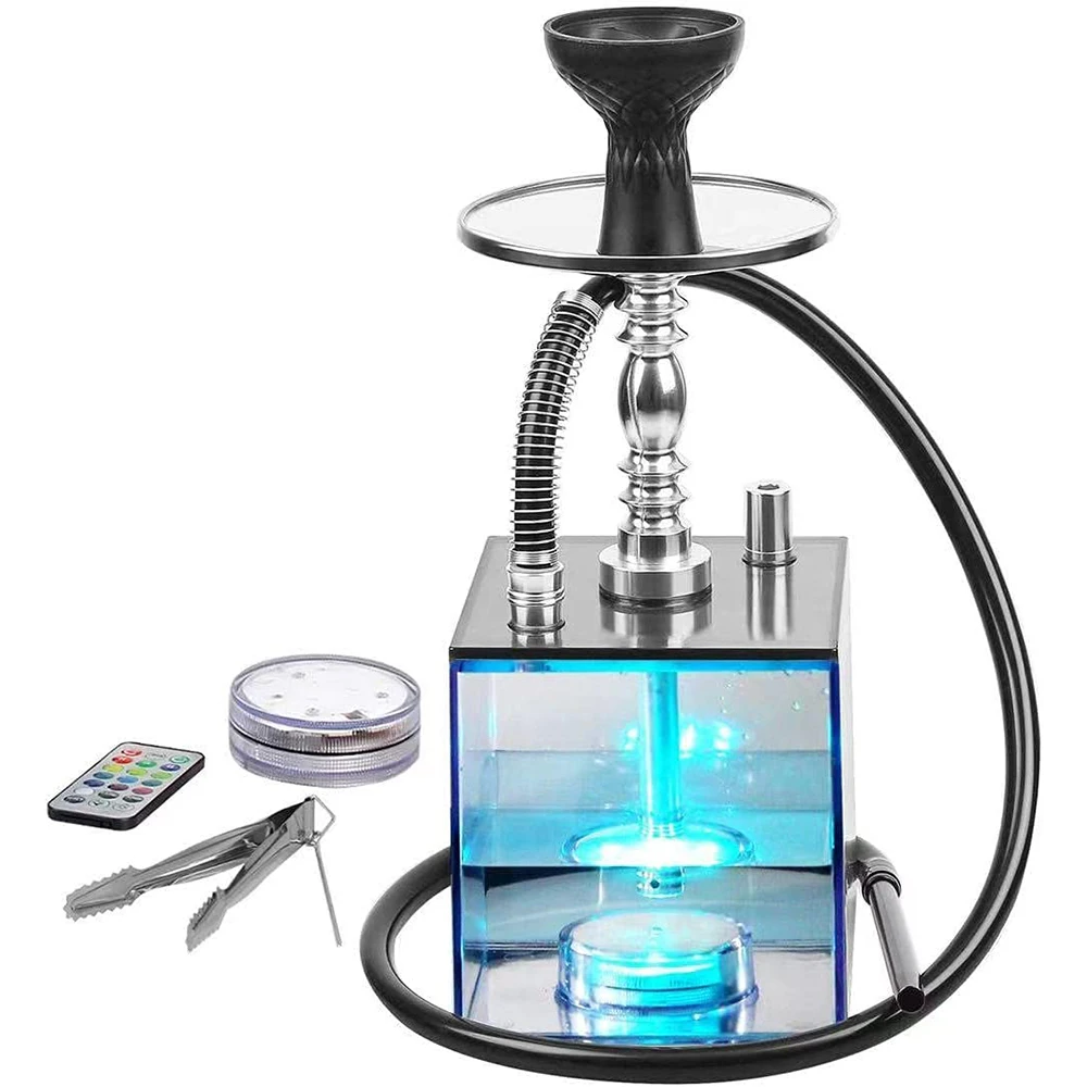 

Wholesale LED hookah shisha transparent sheesha chicha cube shisha square hookah acrylic hookah with led light