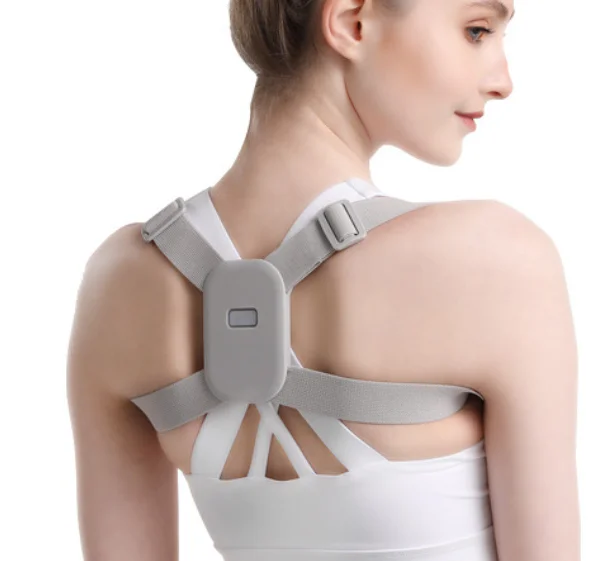 

Hot Selling Intelligent Upper Back Brace With Smart Sensor Vibration Adjustable Shoulder Neck Straightener Posture Corrector, Gray
