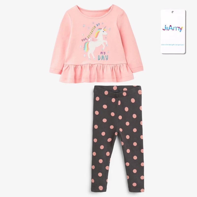 

Unicorn Polka Dots Baby Girls Sweat Suit Clothing Set Toddler Kids Clothing Sets, Customized color