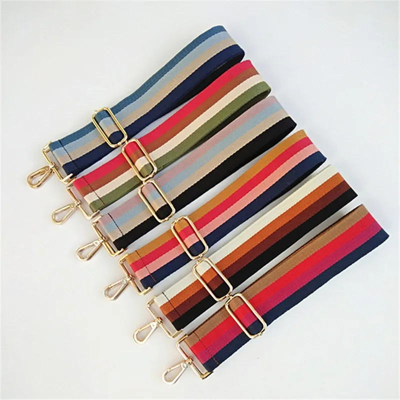 

Hot Sale Colorful Stripe Vintage 5cm Wide Stripe Crossbody Tote Bag Strap Removable Shoulder Strap, As picture