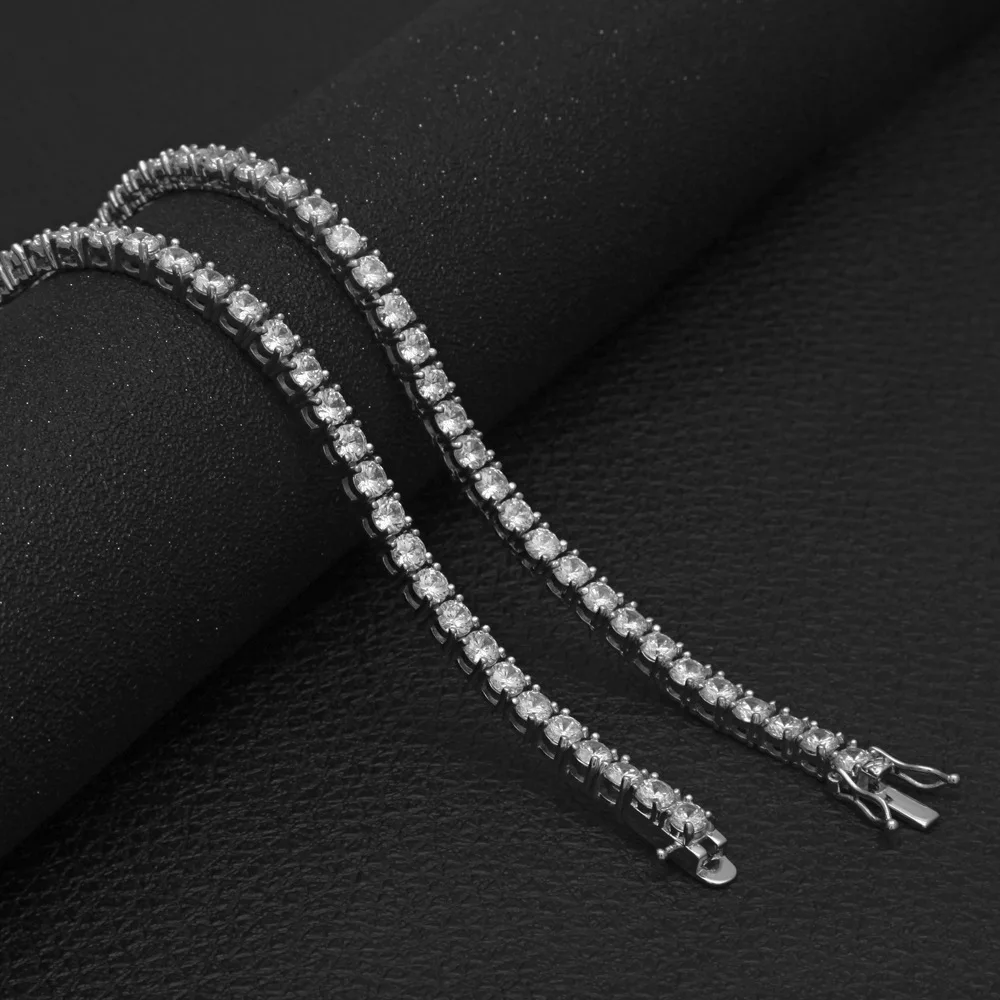 

3mm 4mm 5mm Iced Out 3A Cubic Zircon Stones hip hop Tennis Chain boho ladies elephant necklace