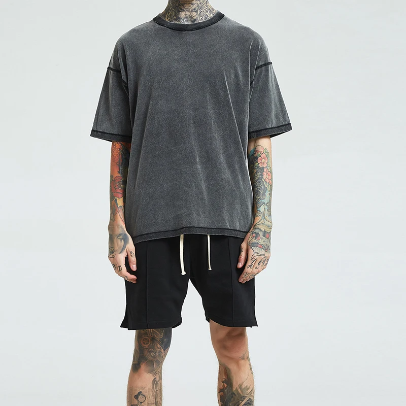 

stone washed t shirts whosale blank mens acid black oversized t shirt wholesale men