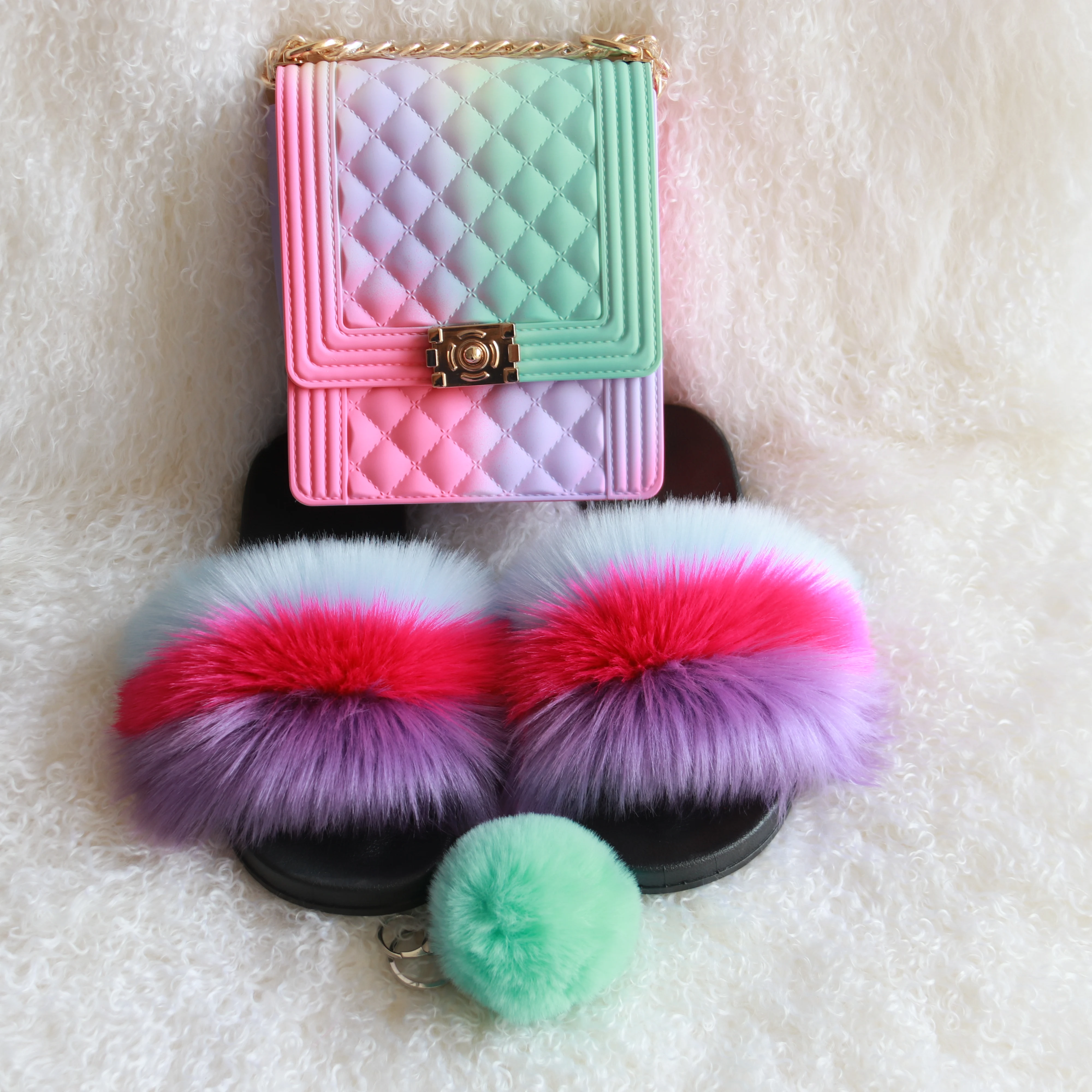 

cotton candy colorful jelly sandals and crossbody bag sets