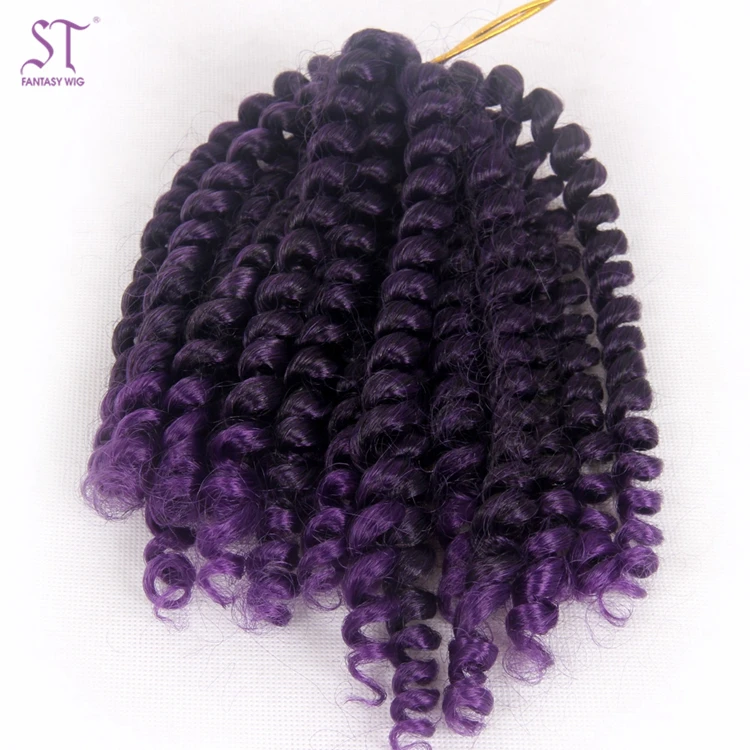 

10inch Wand Curl Ombre Purple 20 Pieces Synthetic Hair Braiding Hair Extensions For African American Crochet Hair Braids