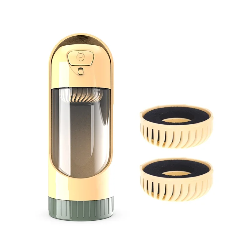 

Convenient outdoor travel pet plastic portable dog water bottle 300ml with activated carbon filter