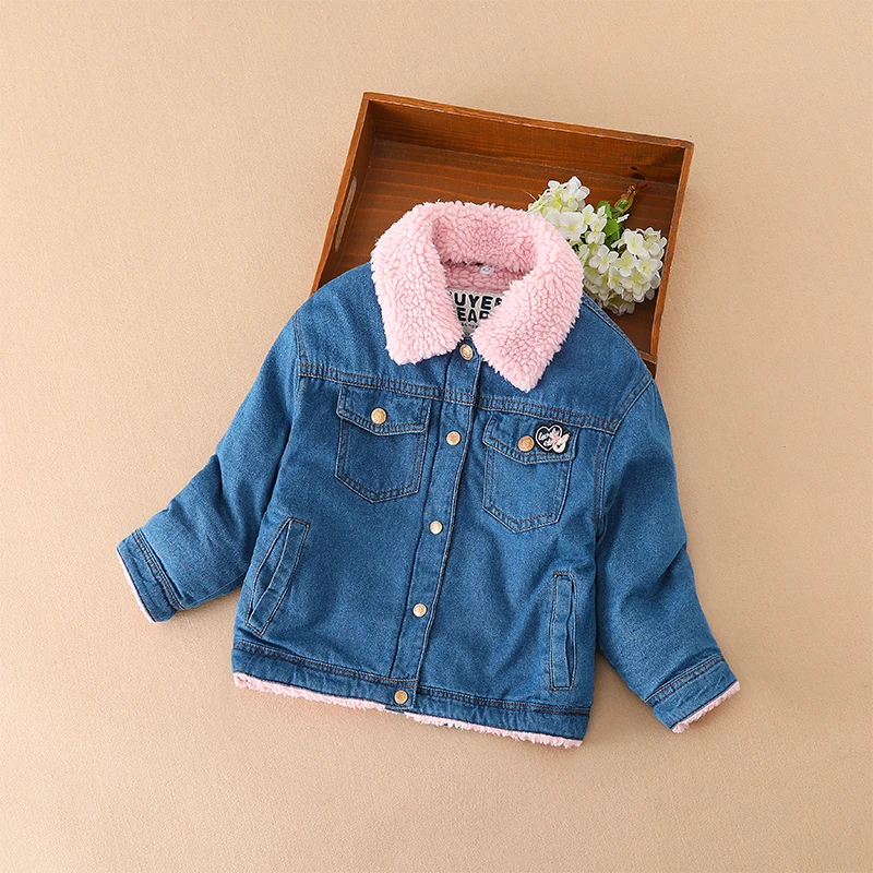 

latest design top quality girls denim jacket double layer warm kids girls denim jackets for 3 to 12 years