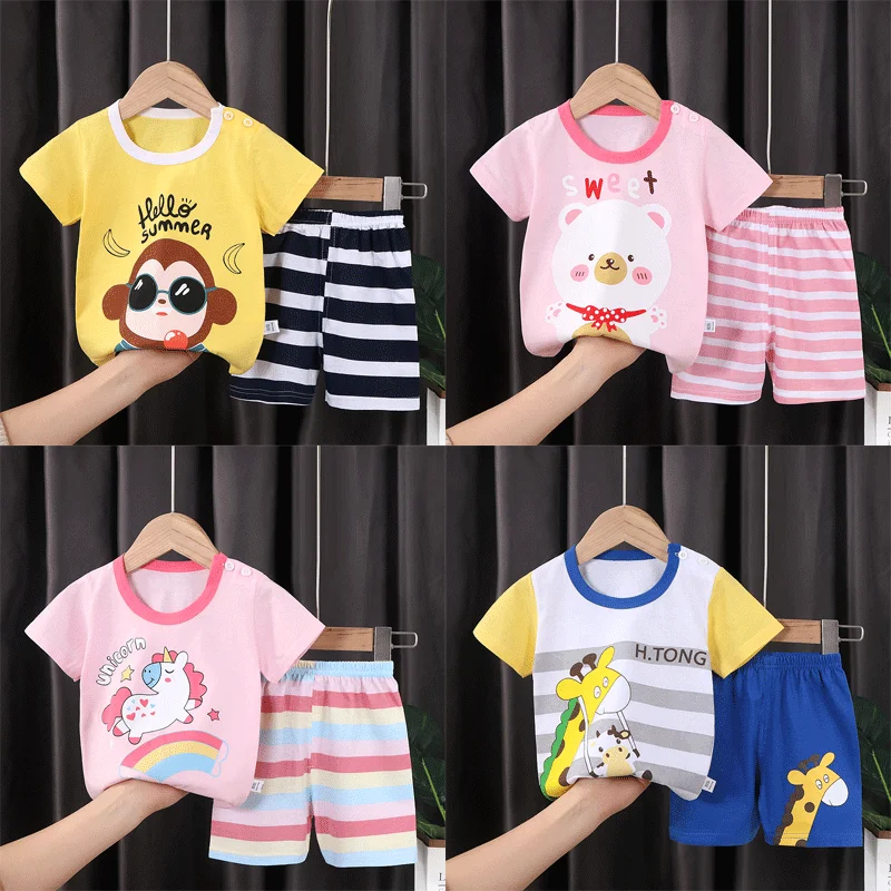 

Summer children's clothes cotton shorts short sleeve casual two-piece suit, Picture shows