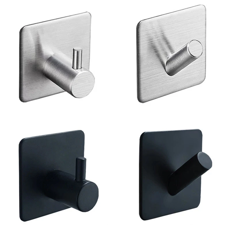 

304 Stainless Steel Adhesive Towel Hook for Bathroom,Kitchen,Home and Wall, Black/silver