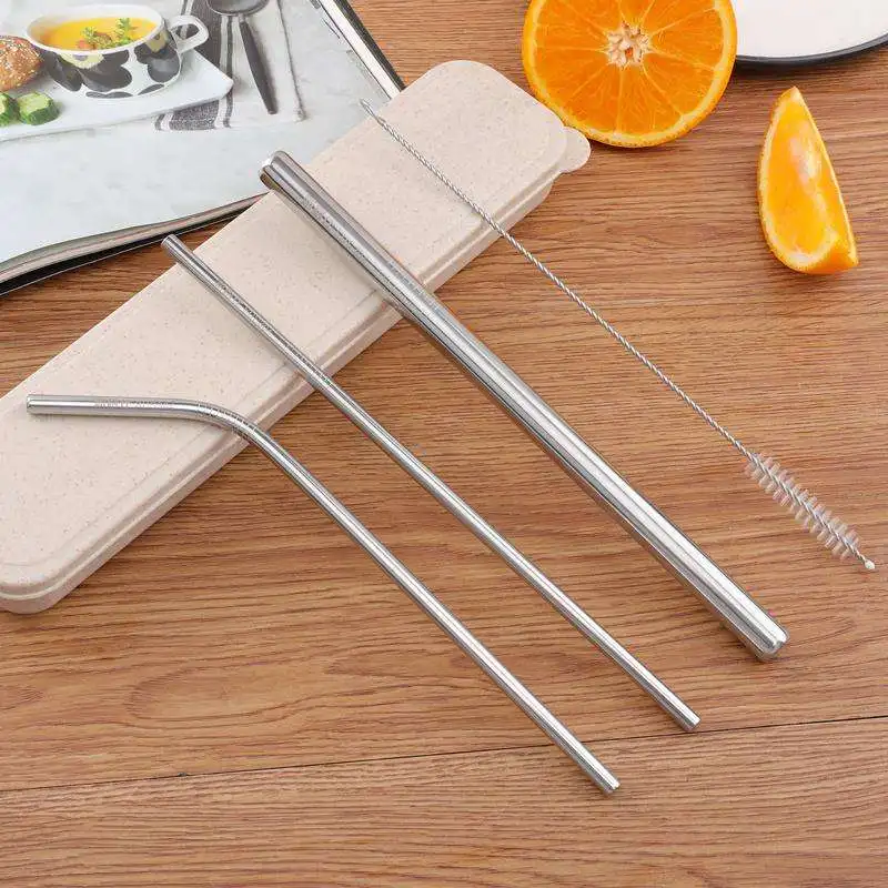 

Custom Logo Stainless Steel Straw Drinking Reusable Metal Straws, Silver