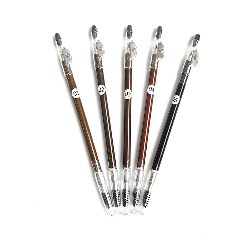 Wholesale No Logo Eye Brow Pen Vendor High Pigmented Vegan Private Label Waterproof Eyebrow Pencil With Sharpener
