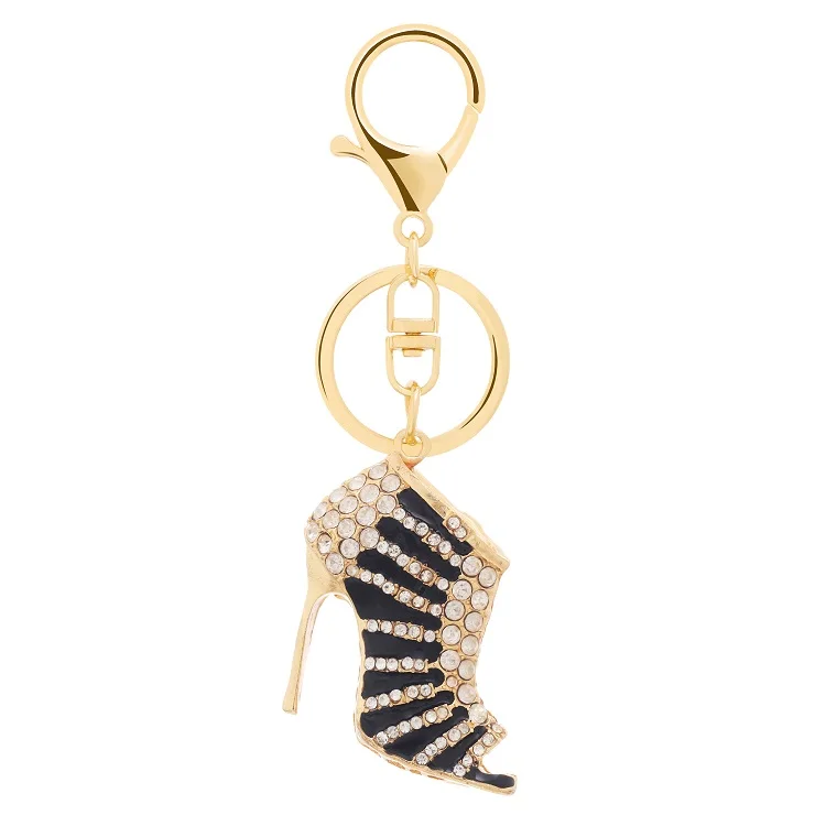 

Hot Products Popular Stripe High Heels Keychain Pendant Rhinestone Alloy Car Keychain
