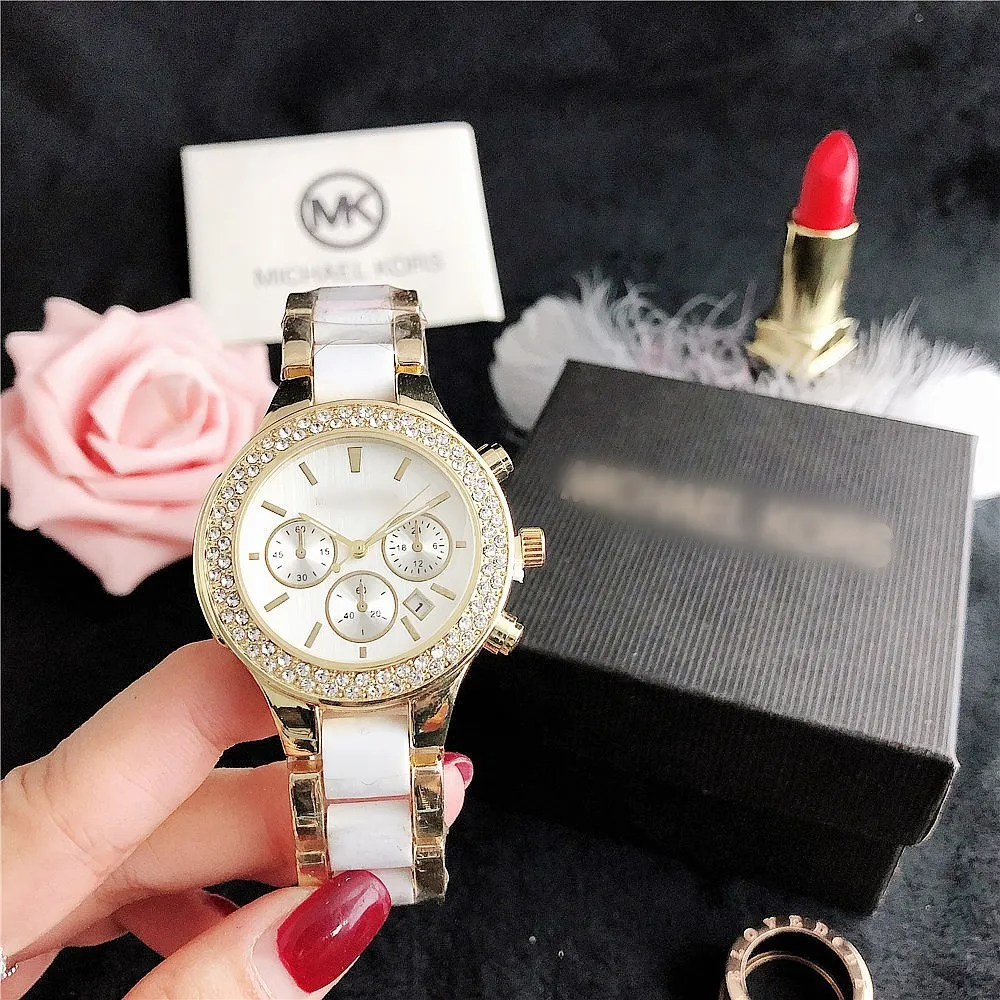 

Hot sale fashion MK Women ladies stainless steel waterproof Luxury Wrist Watch famous brand ladies fashion watches gifts