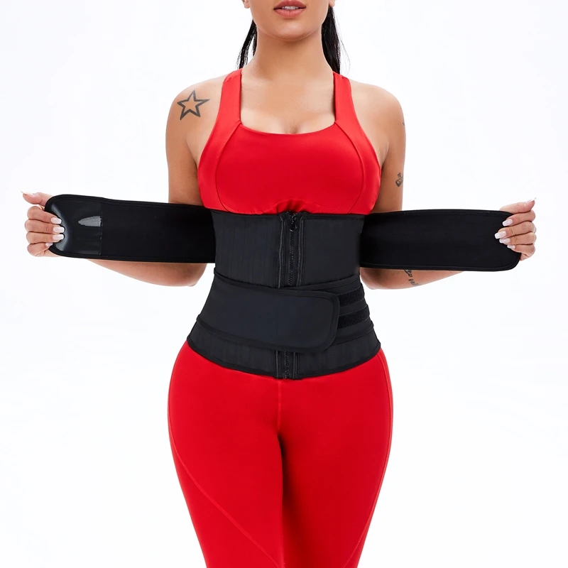

Lowest Price Good Quality 25 pcs Steel Bones Zipper 3 Hook black 2 Detachable Belt Latex Workout Waist Trainer Corset, Black, apricot