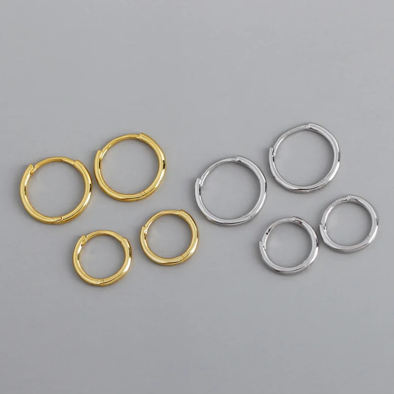 

18k gold plated 925 sterling silver all-match hoop huggie earrings for women drop shipping