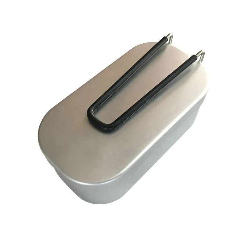 

Japan stainless steel folding handle small bento box camping aluminum mess tin