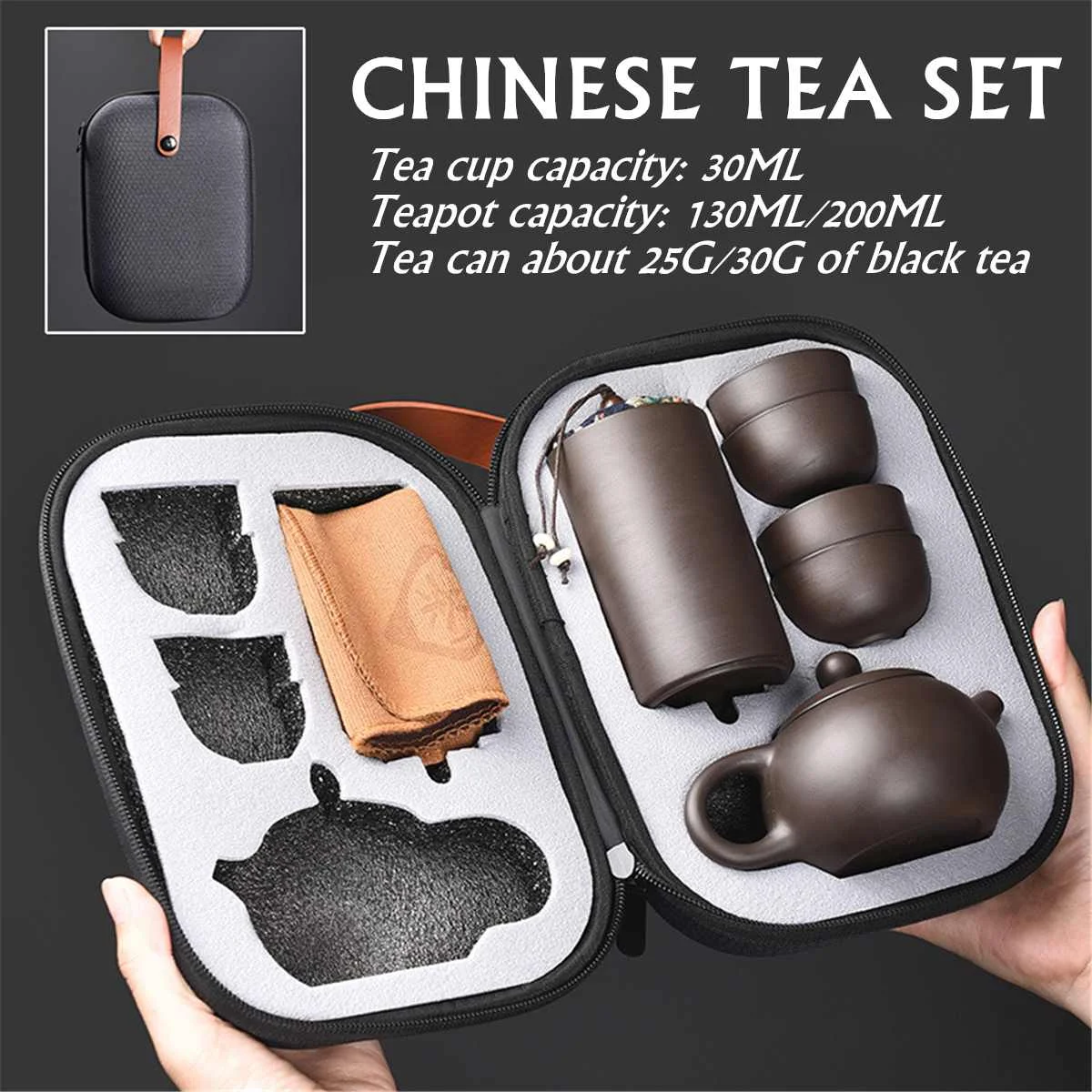 

Teaware Sets Portable Teapot Tea Set Gift Chinese Purple Sand Tea Pot + 4 Cups + 1 Storage Bag Travel Drinkware Kitchen Tools