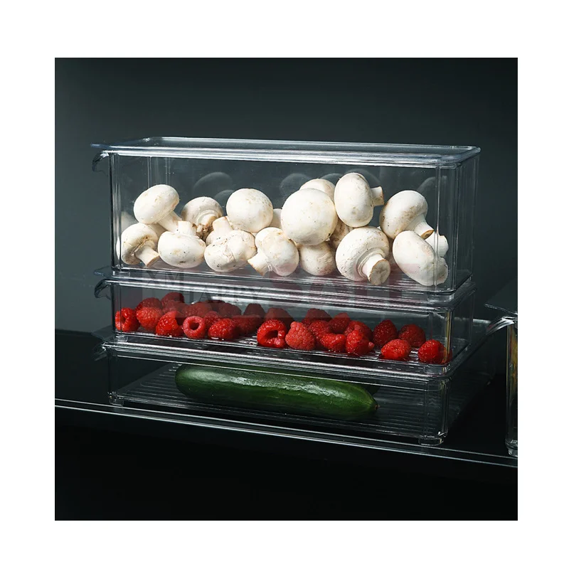 

Narrow Large Size Rectangle Refrigerator Fresh Keeping Storage Box Plastic Transparent Sealed Fruit Vegetable Frozen Storage Box