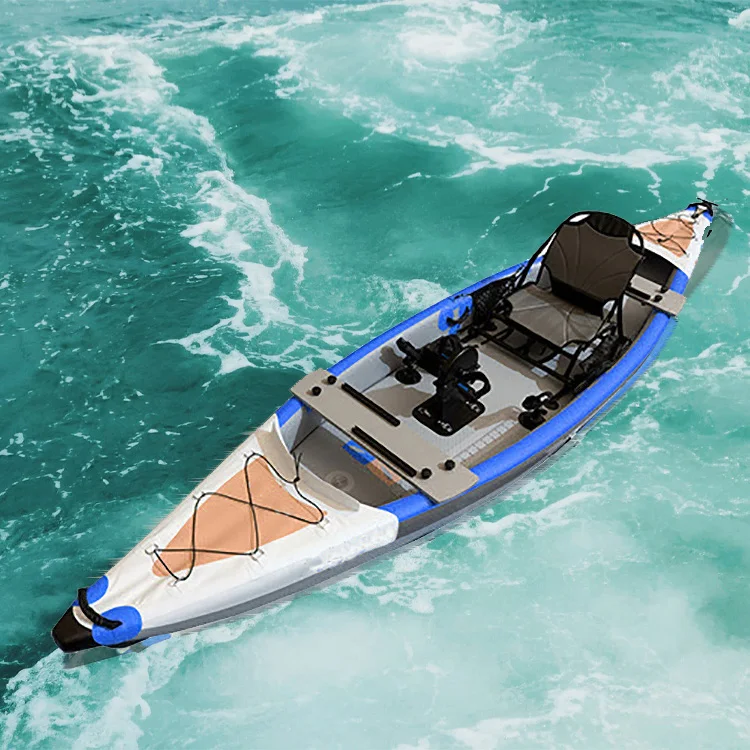

QIBU Wholesale price drop stitch foot pedal drive system inflatable fishing kayak with pedal, Customized