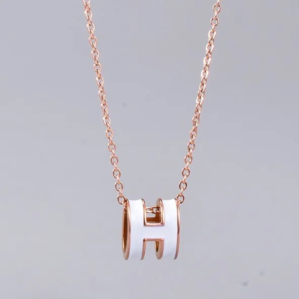 

Customized Stainless Steel Enamel Necklace H Letter Pendant Colorful Jewelry, Gold