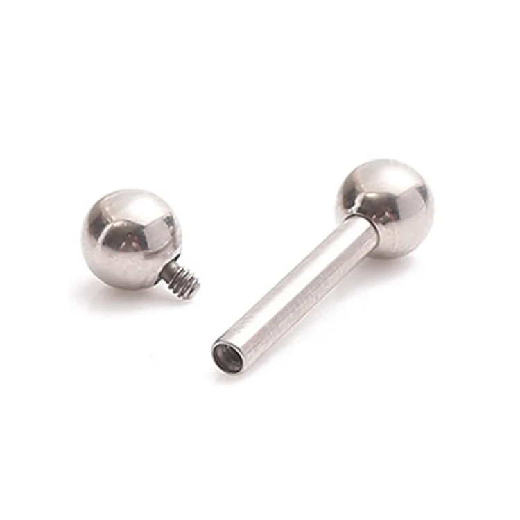 

14G ASTM F136 Implant Grade Titanium Internally Threaded Barbell Penis Tongue Piercing Jewelry, Silver