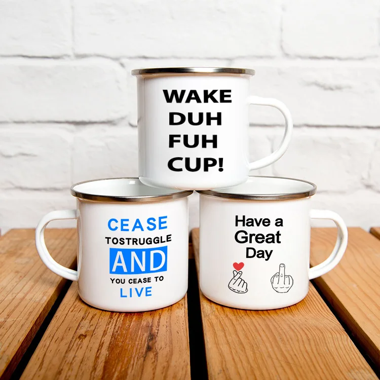 

Mikenda Wholesale cheap custom logo printing steel camping enamel mug