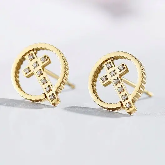 

Newest Trendy Gift Party Stainless Steel Round Cross Dangle Jewelry Earrings Unisex