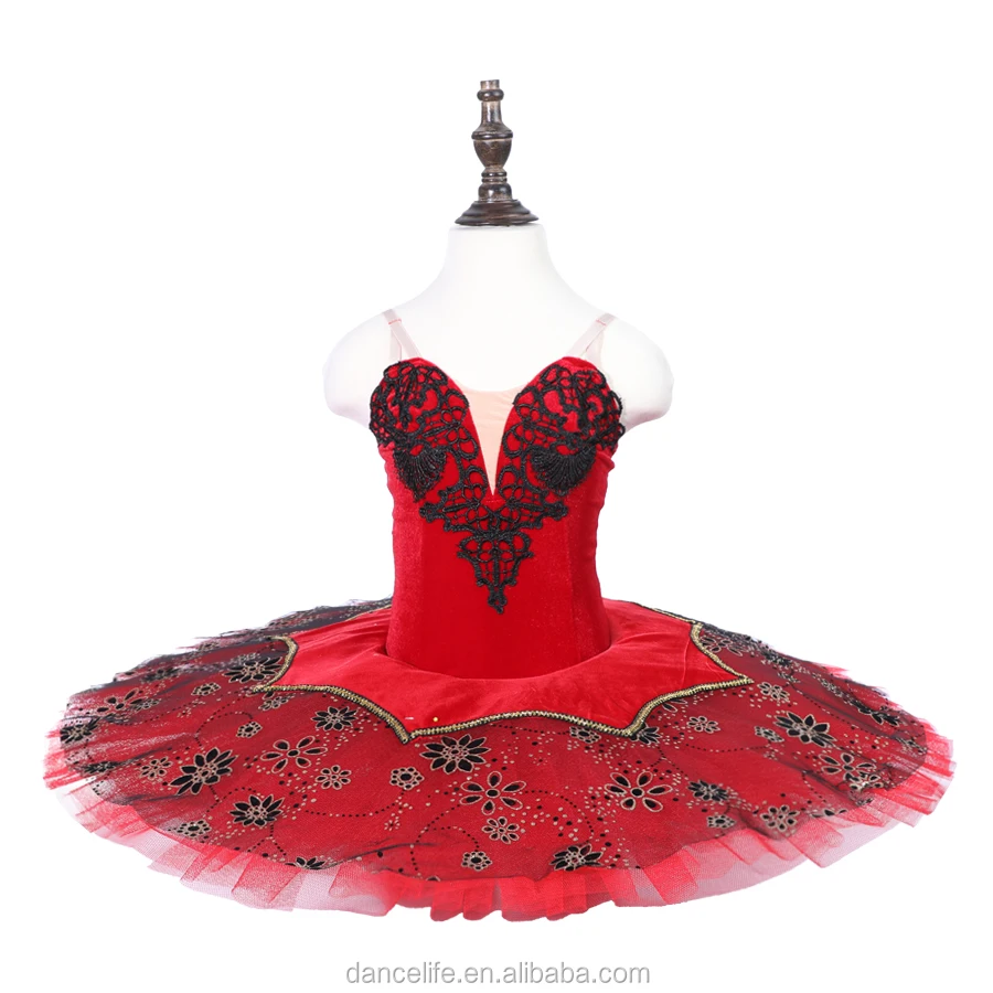 

CP050 Classical Ballet red flowers Tutu Leotard Dress For Kids Lycra handmade tutu ballet tutu