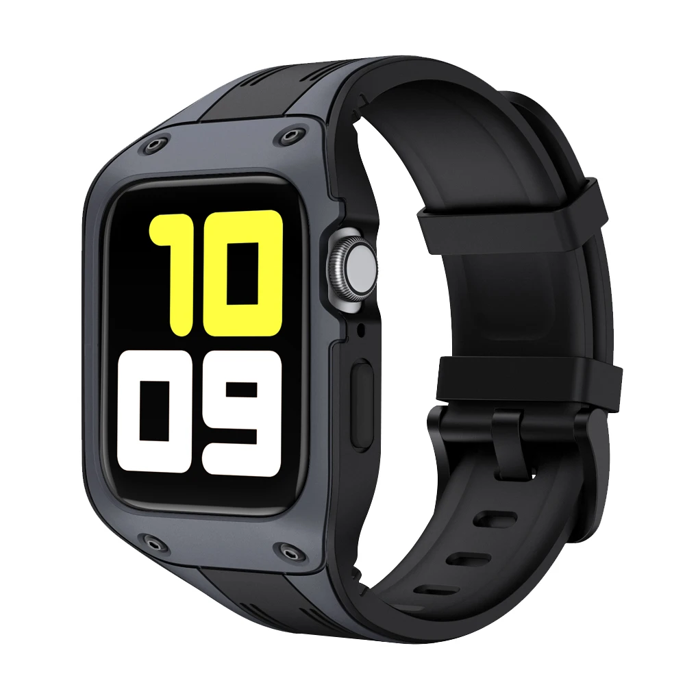 

With protective Cover Sport Silicone Band For Apple Watch 42mm 44mm Watchband Apple iWatch Strap Sports Silicone Protective Case