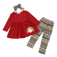 

Ins Ebay Thanksgiving Spring baby girl cartoon 3 pcs clothes kids set