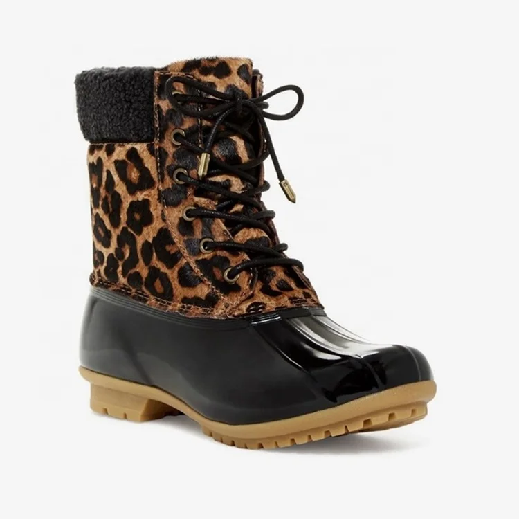 

Wholesale Hot Sale Utility Elastic Leopard Print Glitter Duck Boots, Customized color