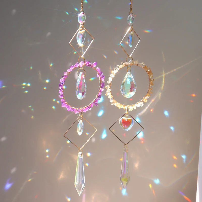 Rainbow Maker Natural Crystal Suncatchers Crystal Hanging Crystal Circle Sun Catcher rainbow Prism