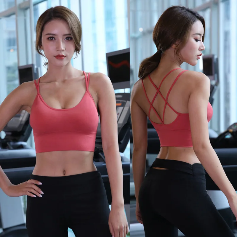 

Thin strap cross beautiful back yoga sports bra quick-drying shock-proof running fitness sports underwear large size bra