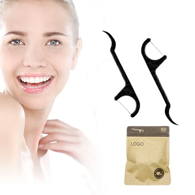 

Natural Biodegradable Bamboo Dental Floss Picks eco Friendly For Oral Health