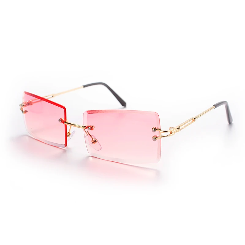 

newly arrival cheap rimless designer glasses gold lady fashion sunglasses newest 2021 square