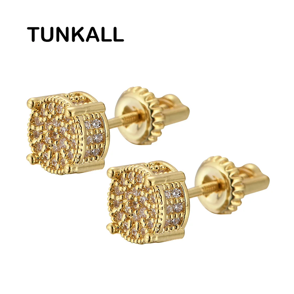 

E010 Brass Mens Earrings New Jewelry Hip Hop setting zircon stud Earring Bling Bling