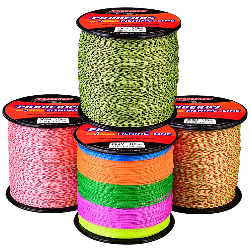 

New 300M 4 Strands Braided Fishing Line PE Multilament Braid PE Long Lines Wire Smoother Japan Processing Floating Line, Green