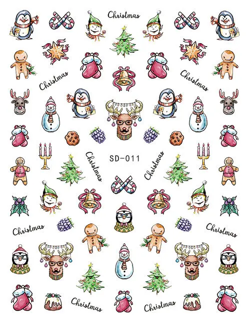 

SD001-011 Christmas 2D Adhesive Nail Sticker SD001-011 Christmas Series Eco-friendly Nail Sticker Nail Art Accessories