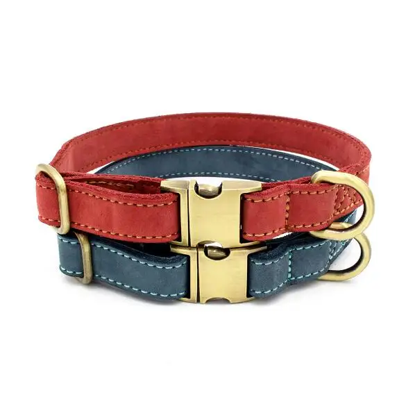 

High Quality Full Grain Cow Leather Custom Logo Pet Collar With Buckle Dog Collar