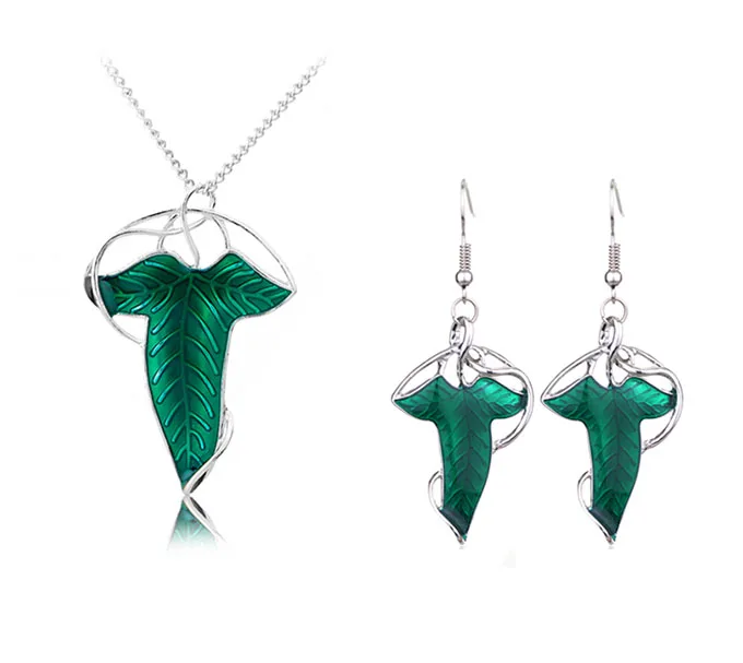 

American Movie -The Lord of the Rings - The Fairy Queen's Green casting Leave Necklace & Earring Set