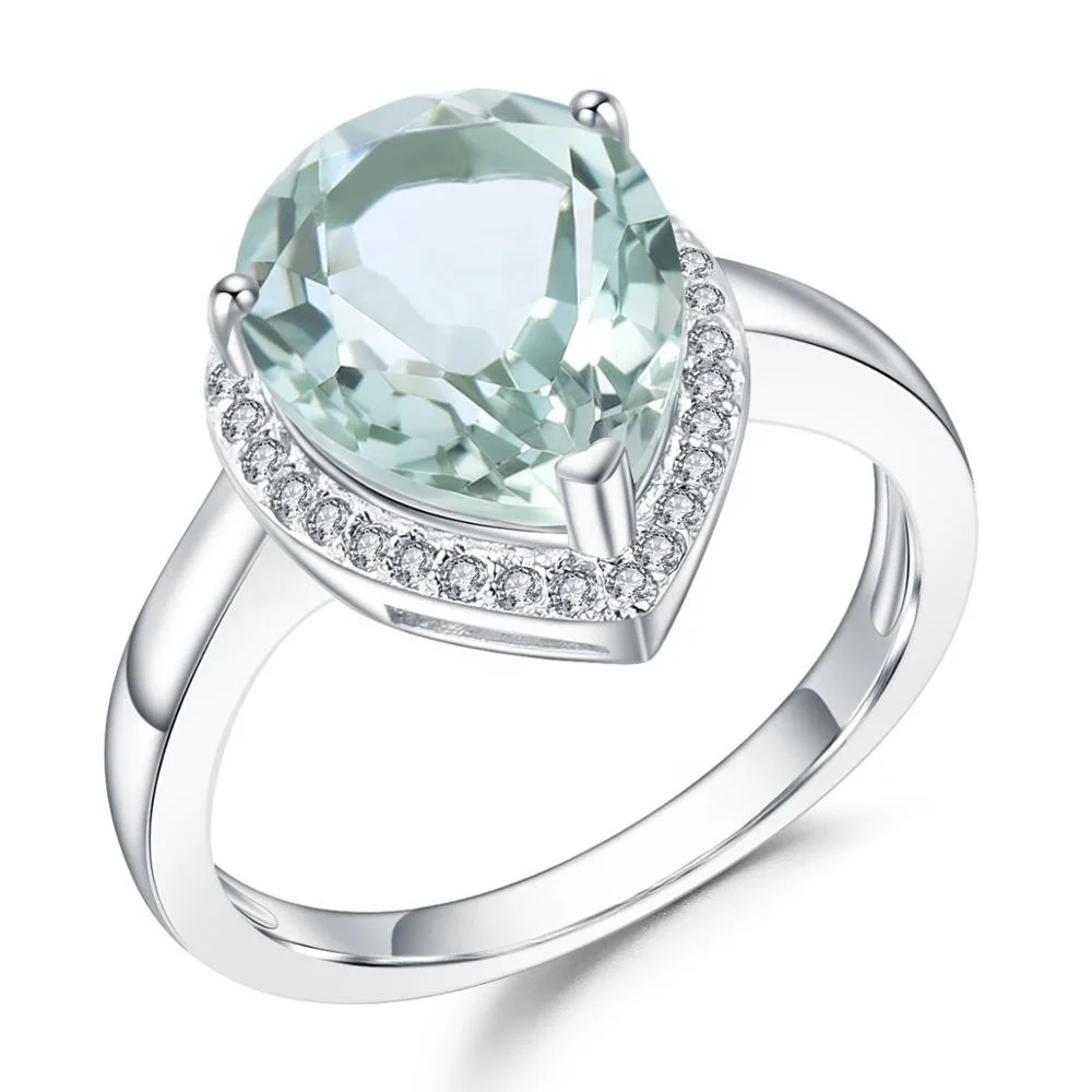 

Abiding Cocktail 925 Sterling Silver Fashion Natural Prasiolite Stone Green Amethyst Rings Jewelry For Women