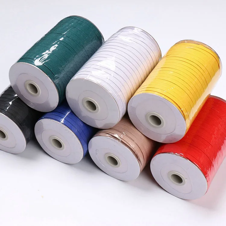 

China factory wholesale flat braided elastic white, Black/white/colorful
