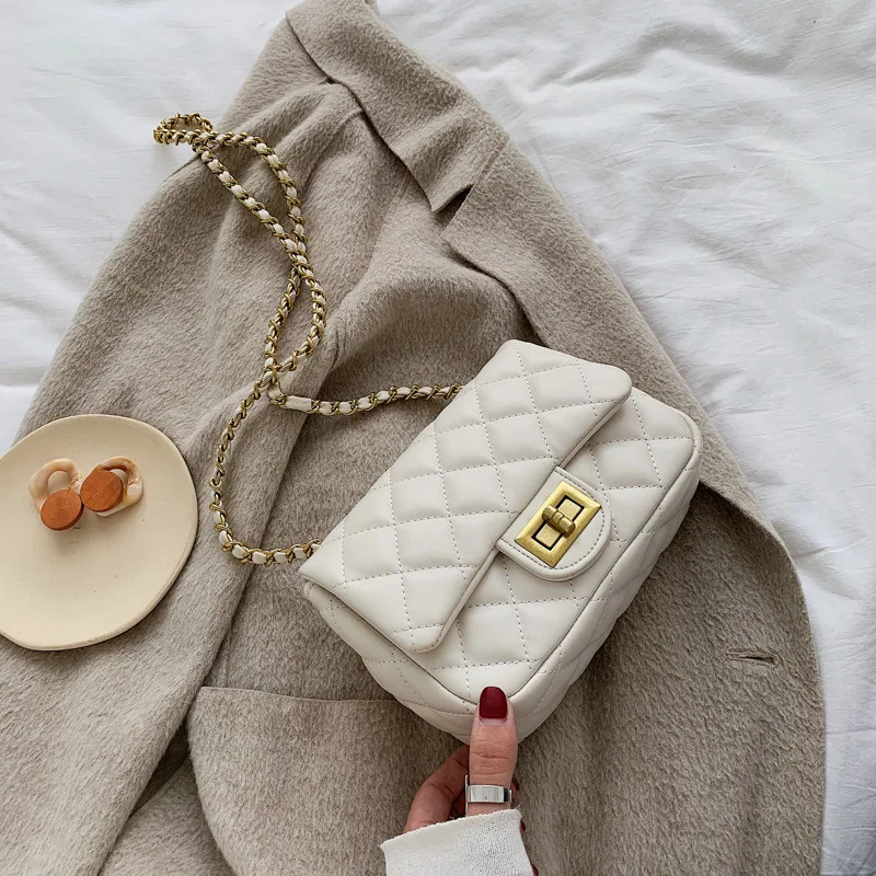 

Hot Selling 2021 New Fashion One-Shoulder Rhomboid Leather CrossBody Messenger Tote Shoulder Chain Bag Approved Travel Sport, Customized color