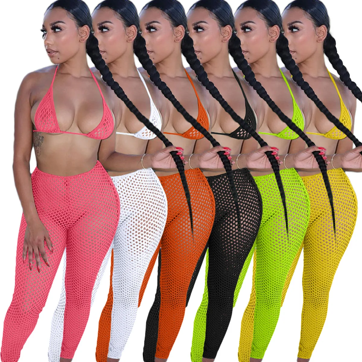 

Summer Swimwear & Beachwear Mesh Sexy Beach Wear Ladies Bra Underwear pants 3 Piece Set Women Clothing Bikinis Outfit For Women, Picture
