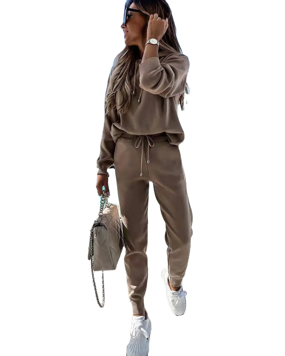 

wholesale tracksuits Costume de dames Autumn and winter plus velvet casual long-sleeved sweater suit two-piece suit