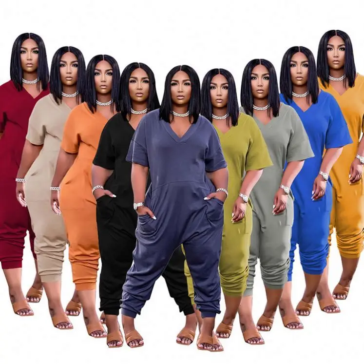 

AOMEI Solid Color Best Seller Salopette Women One Piece Jumpsuits Bodycon Jumpsuit Plus Size Romper
